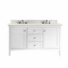 James Martin Vanities Palisades 60in Double Vanity, Bright White w/ 3 CM Eternal Marfil Quartz Top 527-V60D-BW-3EMR